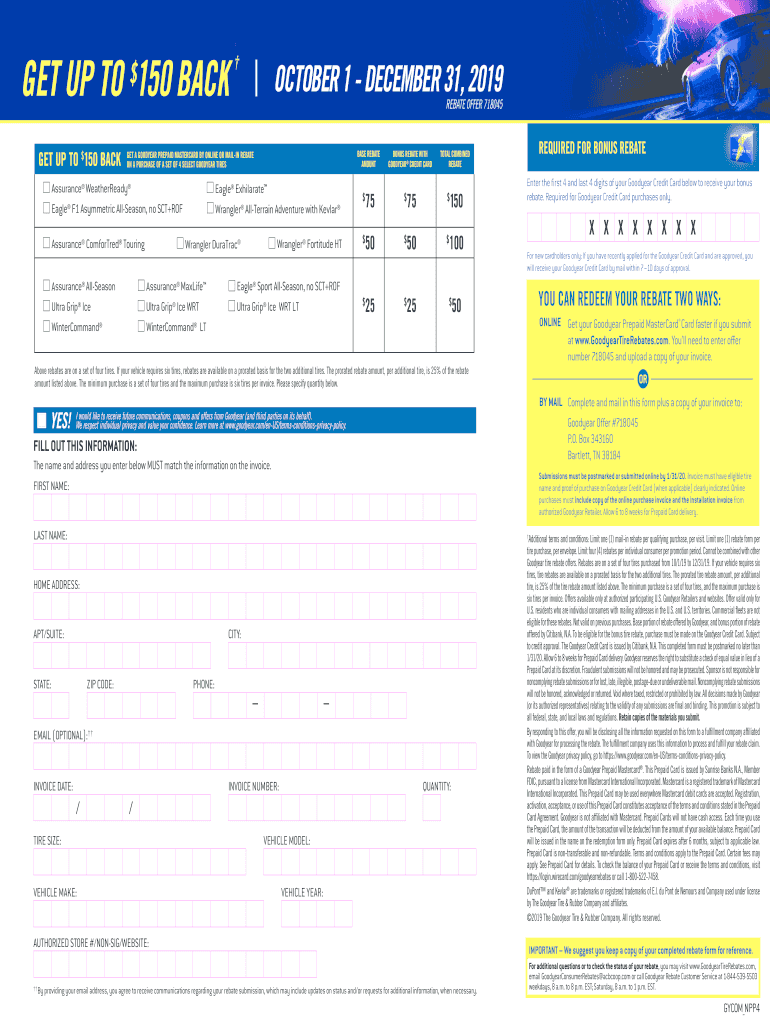 Filling Out Goodyear Rebate Form