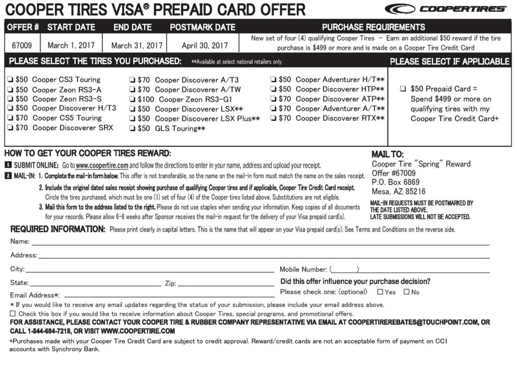 Goodyear Canada Rebate Form