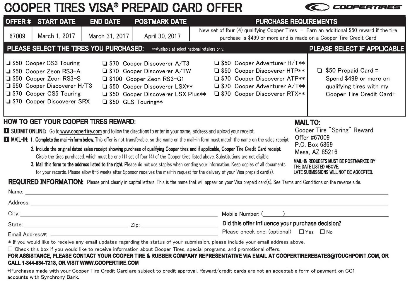 Goodyear Canada Rebate Form