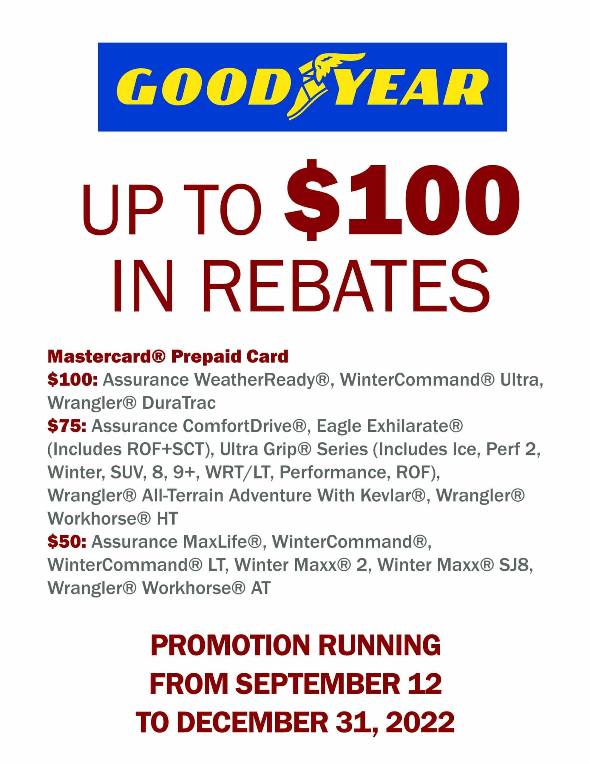 Goodyear Canada Tire Rebate 2022