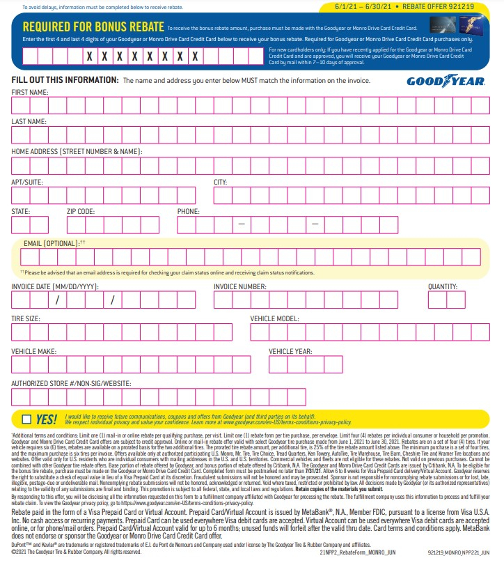 Goodyear Drive Card Rebate