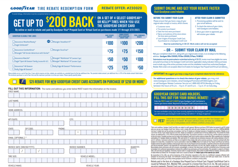 2023 Goodyear Buy 3 Tire Rebates