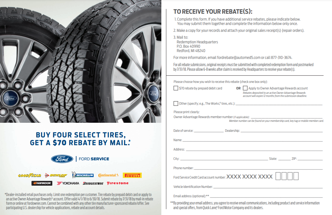 Ford Dealership Goodyear Tire Rebate