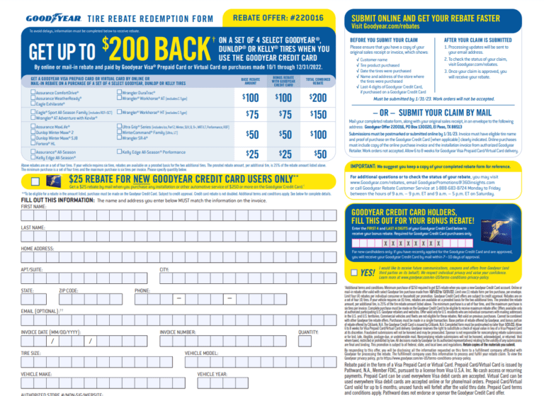 Goodyear Rebate Customer Service