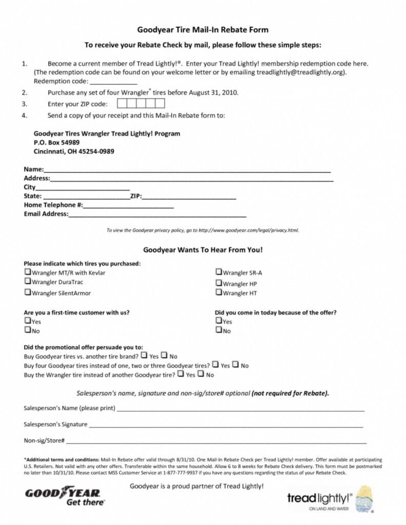 Goodyear Rebate Form