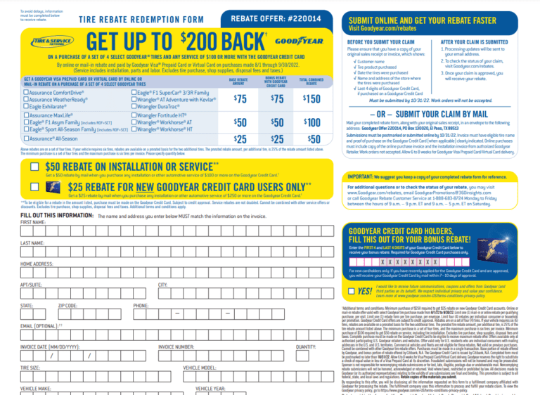 How To Get Goodyear Tire Rebate