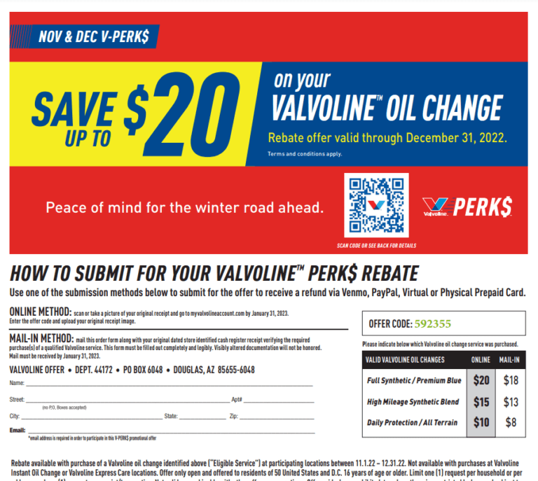 Valvoline Rebate Goodyear